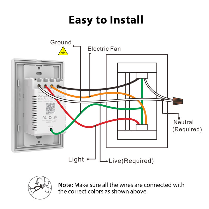 White Smart Wi-Fi Ceiling Fan Control Switch with Light