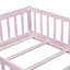 Lit simple au sol avec clôture et porte, lit en bois d'hévéa avec garde-corps de sécurité, rose-308543224-308543231