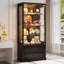 Vitrine H 66 po avec 2 tiroirs et lumières DEL, armoire de rangement avec tablettes réglables en verre-40992541