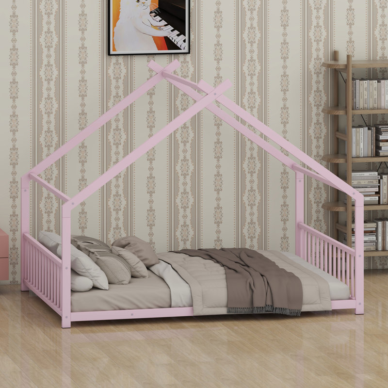 Structure de lit House en métal, Rose