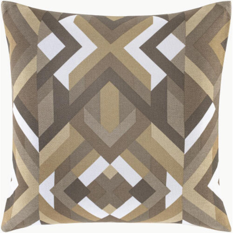 Teori Geometric Cotton Reversible Pillow Cover, Gray/Khaki, 22" H x 22" W x 1" D