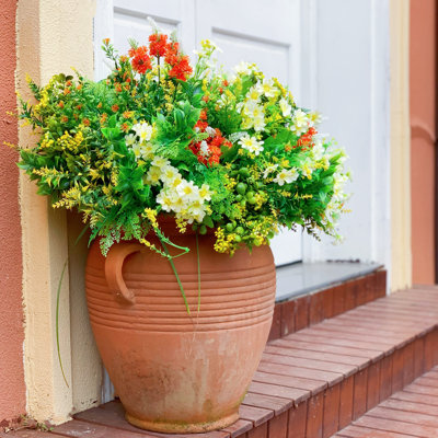 Fleurs artificielles multi-espèces réalistes pour l'extérieur et l'intérieur, 36 tiges (4 paquets de 9 tiges)