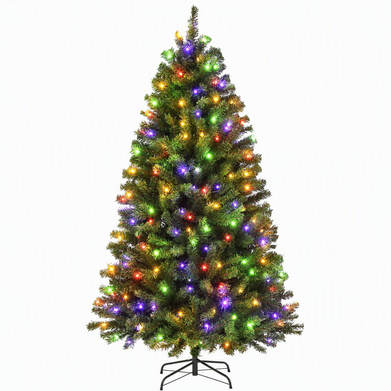 Arbre de Noël artificiel vert 6 pi avec 250 lumières DEL, télécommande et branches articulées