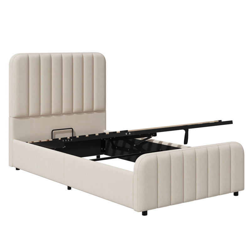 Upholstered Ottoman Bed, Beige