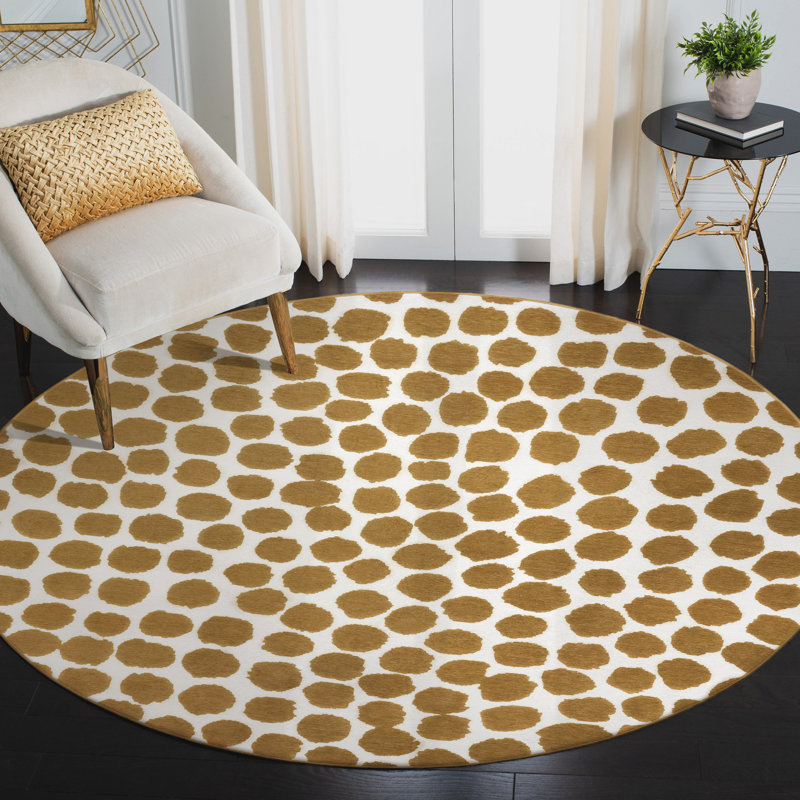 Puff Dotty Honey Beige Washable Rug, Round 6'
