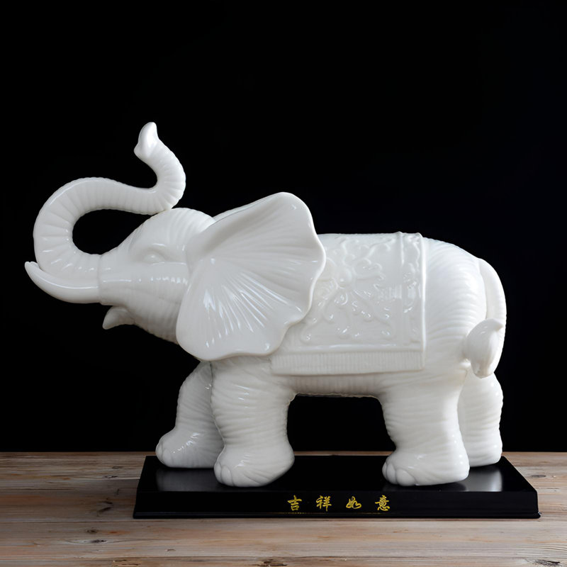 Statue d'éléphant en céramique - Figurine décorative Lucky pour maisons modernes