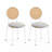Charlotta Modern Cane Rattan Dining Chair, Boho Wicker Side Chair with Velvet Round Cushion Seat, Mid-Century Accent Seating with White Metal Legs-2083698790-2101938390