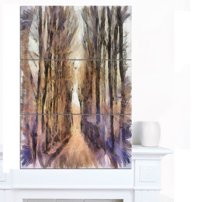«Trees and Road Nature Watercolor», ensemble de 3 toiles tendues