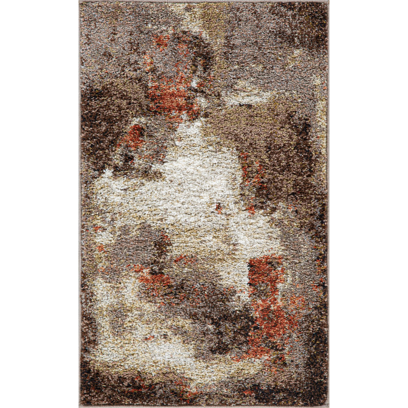 Zanyria Abstract Machine Woven Polypropylene/Jute Area Rug in Brown/Beige, Rectangle 2' x 3'2"