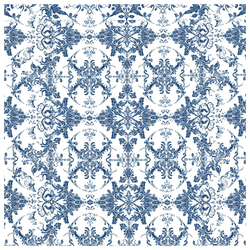 Coussins Intricate Blue Damask, 14 X 14 pouces