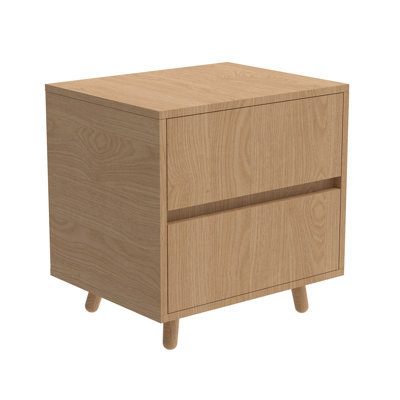 Modern Wood Two Drawer Nightstand,Vintage Bedside Table by George Oliver
