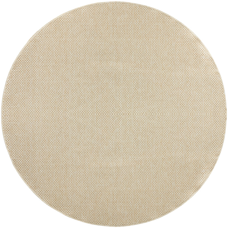 Tulum Solid Indoor/Outdoor Area Rug, Round 8', Cream