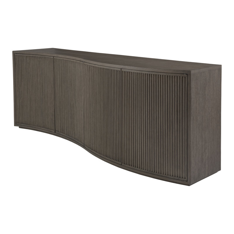 88" Gray Oak Modern Media Console with Cabinet