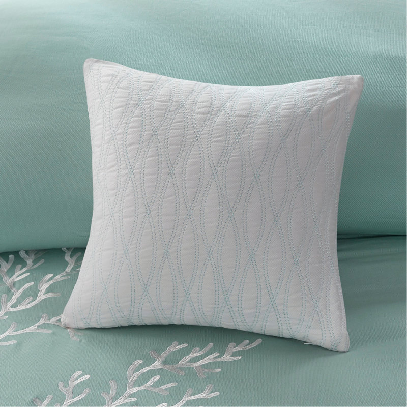 Oversized Cotton Jacquard Comforter Set Aqua, Twin Conforter + 2 Additional Pieces