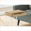 Table basse en forme de C avec rangement - Métal blanc stratifié naturel pour le salon / la chambre à coucher