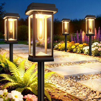Solar Pathway Lights, Solar Garden Lights Outdoor Warm White, Waterproof Led Path Lights For Yard, Patio, Landscape, Walkway