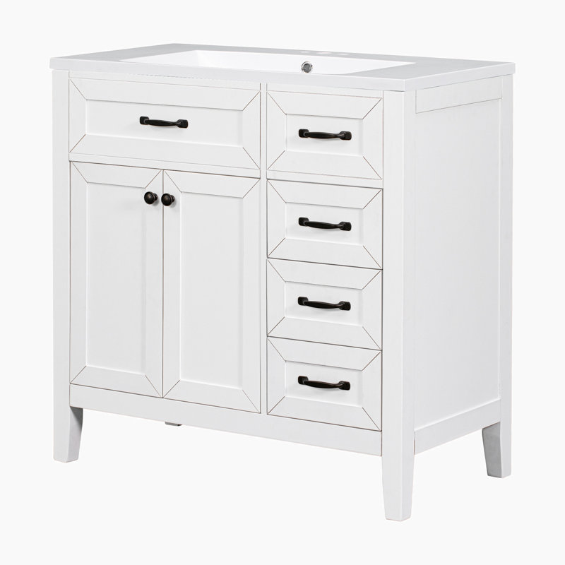 Meuble-lavabo sur pied simple 35,98 po Munazzah, Blanc