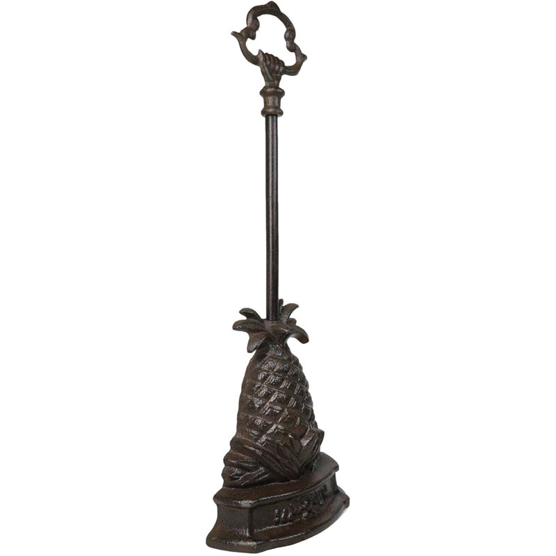 Rustic Cast Iron Tropical Pineapple Door Stop Or Porter With Long Handle