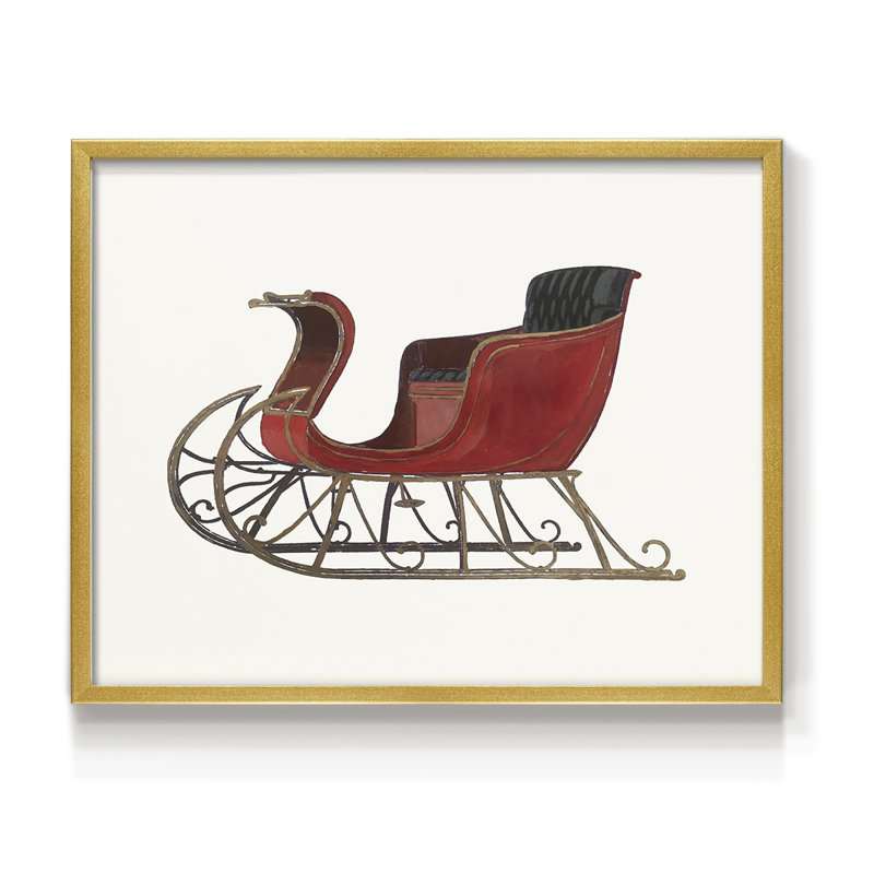 Traîneau rétro II - reproduction encadrée - réversible, H 16 po x l 20 po