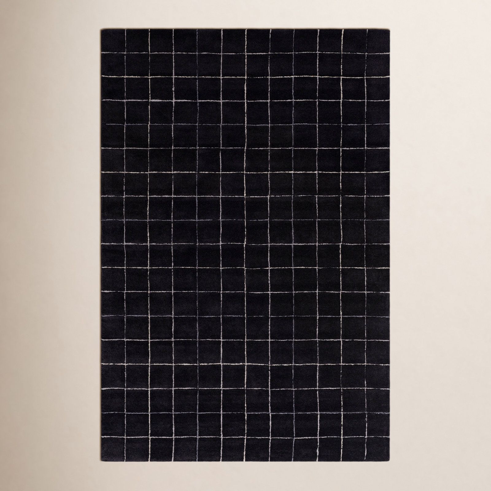 Mallory Hand-Woven Marine Blue Checkered Rug, Rectangle 5' x 8'