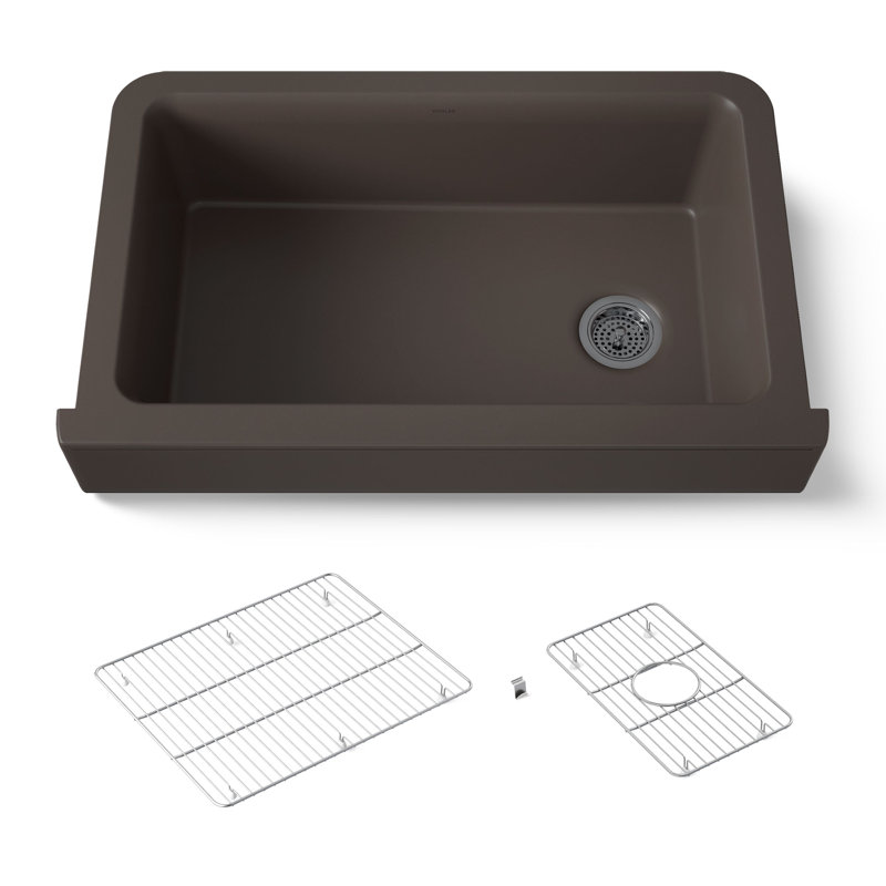 Cairn Undermount Single-Bowl Farmhouse Kitchen Sink, Matte Brown