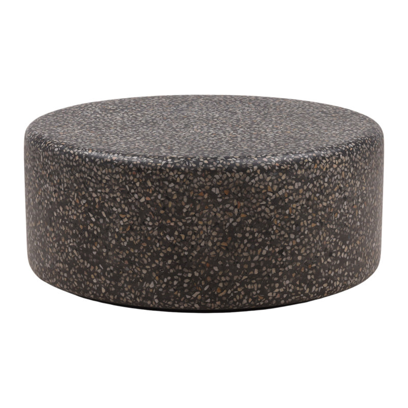 Table basse d'extérieur en béton Damira Terrazzo, noir