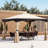 Gazebo With 2 Roof And Steel Frame, Netting, Water Drainage, For Patio Backyard Large Outdoor Solid
