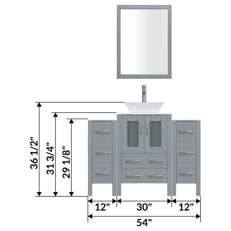 Ensemble de meuble-lavabo simple 54 "avec miroir, Gris