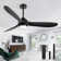 Imamuddin 60'' 3-Blade Modern Ceiling Fan with LED Lights and Remote Control for Indoor/Covered Outdoor, 6 Speed Reversible DC Motor, tri-Colour Temperatures, 6''/12'' Downrods