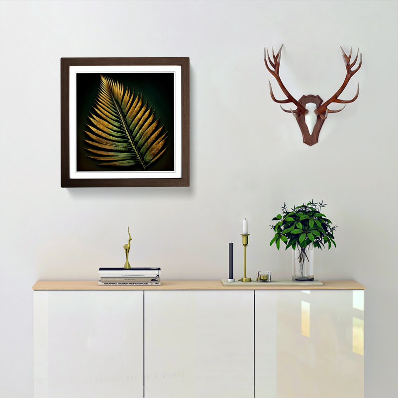 Palm Leaf Digital Art - Framed Print, Walnut