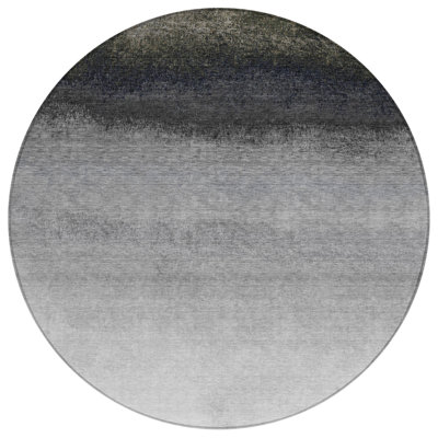 Tapis rond argenté et noir 8 po