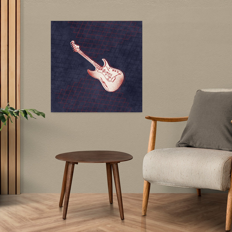 Guitare à bascule, art abstrait rétro, H 24 po x l 24 po