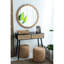 Miroir en bois 33,5 "avec cadre perlé élégant pour la décoration de salon de chambre à coucher ronde