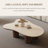 48“ Modern Wood Coffee Table, Beige Sintered Stone Top, Solid Wood Legs