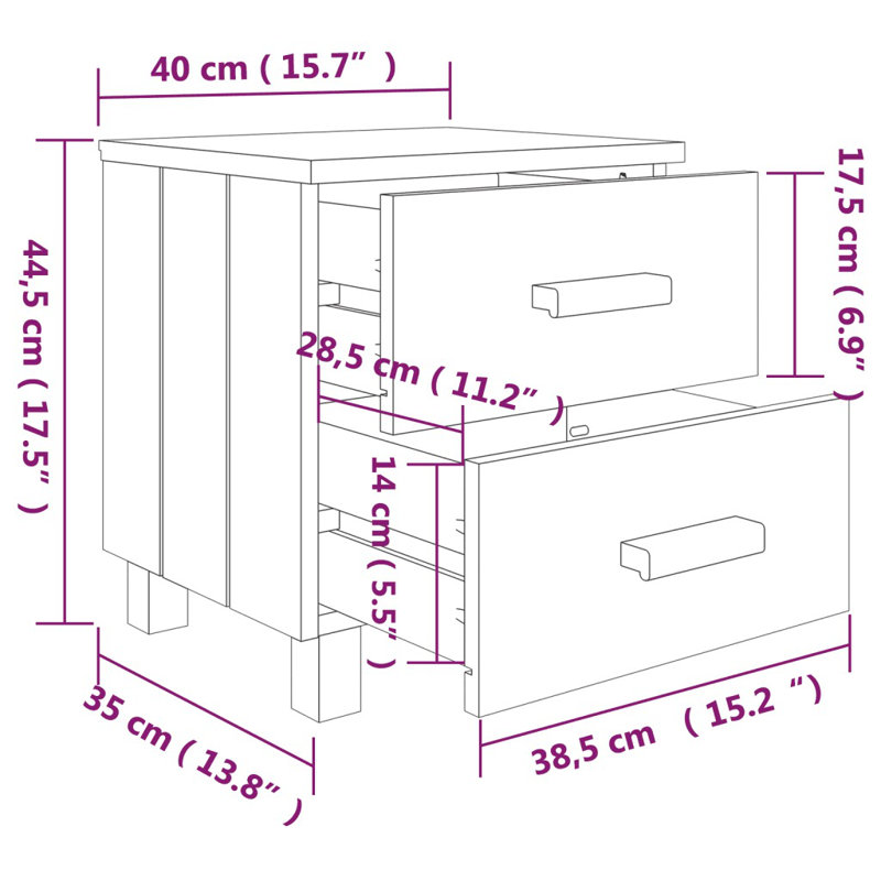 Harver 40cm W Bedside Table, Light Grey