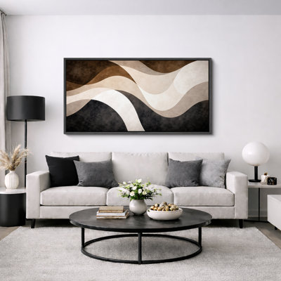 Abstrait brun beige, motif de vagues fluides, images de salon moderne, impression sur toile encadrée
