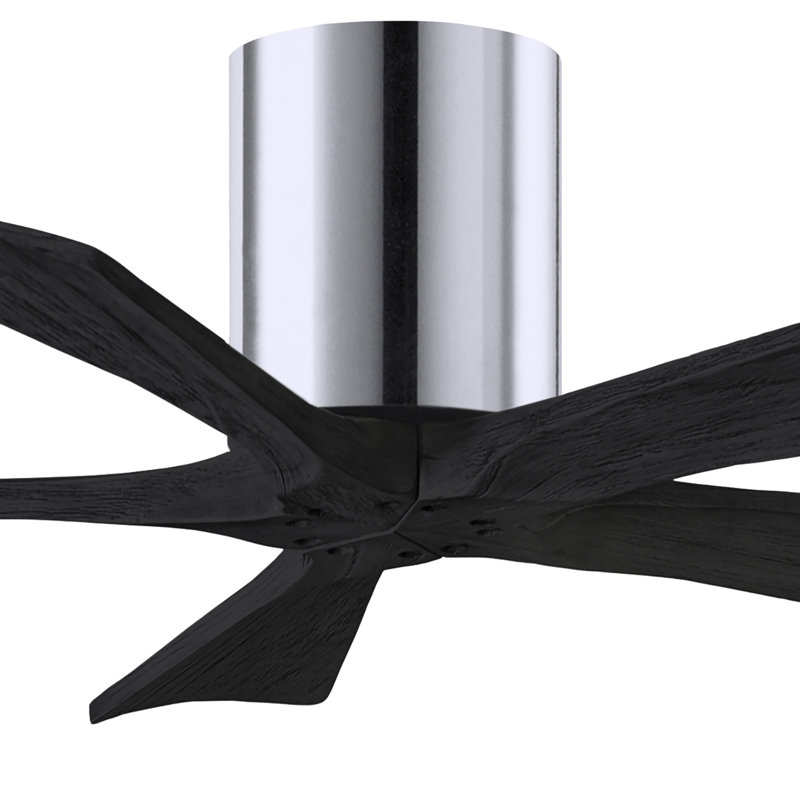 60" Irene 5-Blade Hugger Ceiling Fan with Wall Remote, Polished Chrome, 42", Matte Black