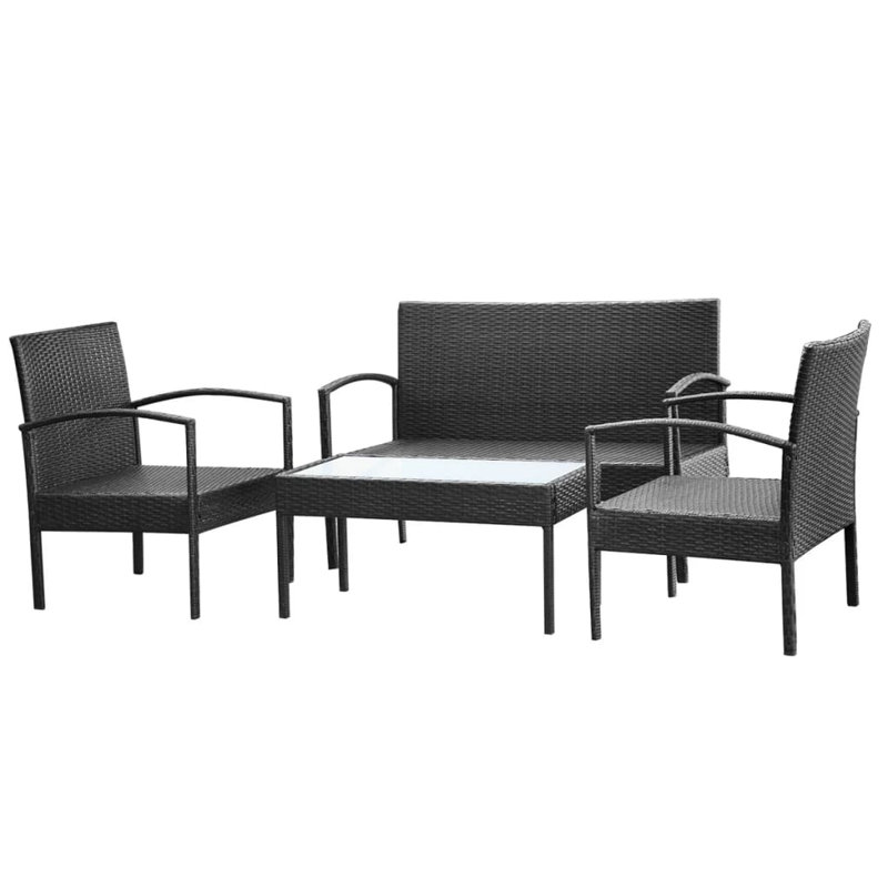 Ensemble de canapé de jardin d'extérieur noir et blanc crème de style contemporain de qualité supérieure, Noir