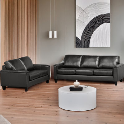 Ensemble de salon en cuir véritable 2 pièces Deboer
