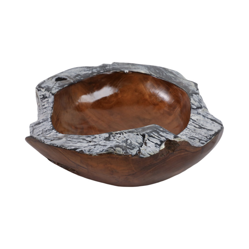 Decorative Bowl Wood Capiz Teakwood Natural Edge For Home Office Living Room Bedroom Casual Style Accent - 3" Brown