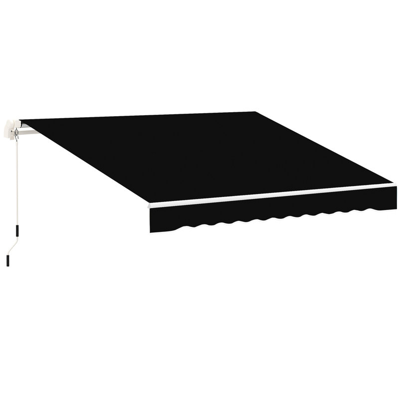 Auvent de terrasse 8 pi x 7 pi - Protection solaire manuelle rétractable noire. S'ajuste pour réduire l'exposition et la chaleur, s'adapte à diverses surfaces, acier robuste en aluminium avec revêtement
