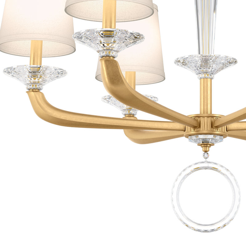 Emilea 6 - Light Glass Chandelier, Heirloom Gold
