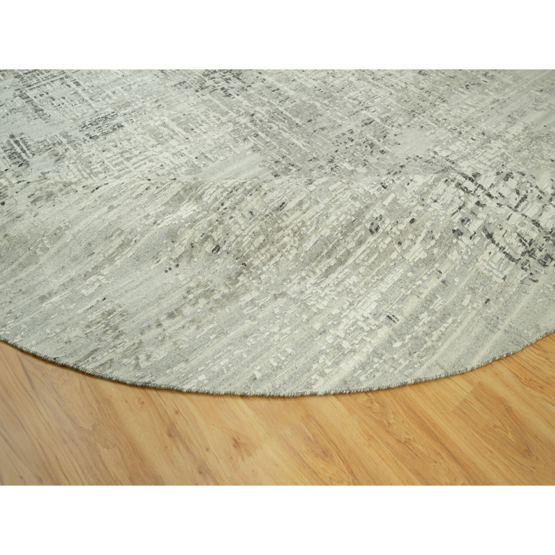 Tapis rond en laine noué à la main gris 12 pi x 12 pi 24D3F40BE431497589B4363DAE86DAB6
