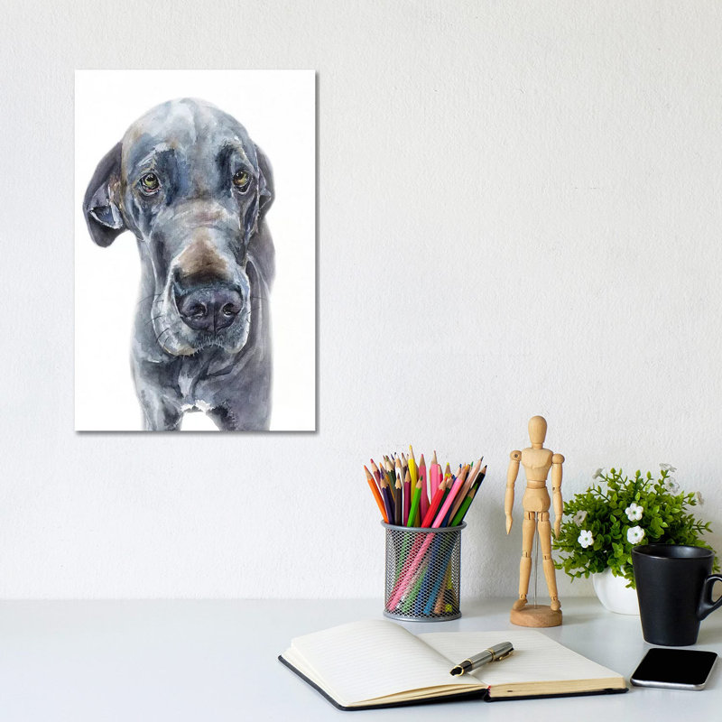 Blue Great Dane Girl by George Dyachenko - Wrapped Canvas Print, 20.32 cm H x 30.48 cm W