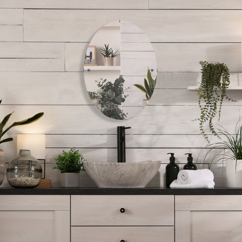 Gober Metal Wall Mirror, Matte Gray