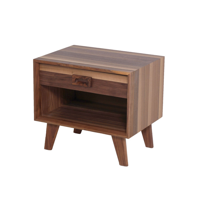 Cristobal 50cm W Solid + Manufactured Wood Bedside Table, Walnut