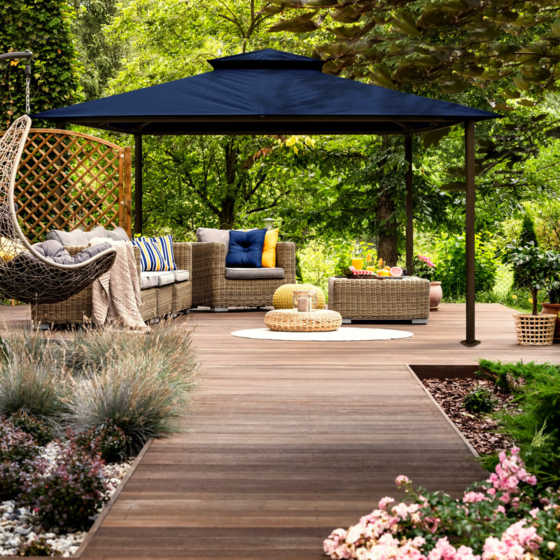 Barcelona 10 Ft. W x 12 Ft. D Aluminum Patio Gazebo, Navy