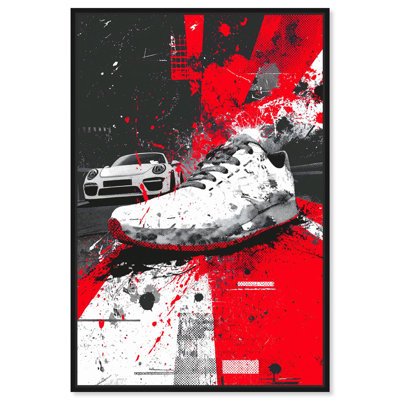 «Speed Through Sneaker», impression sur toile par Art Remedy, cadre noir, 10 x 15