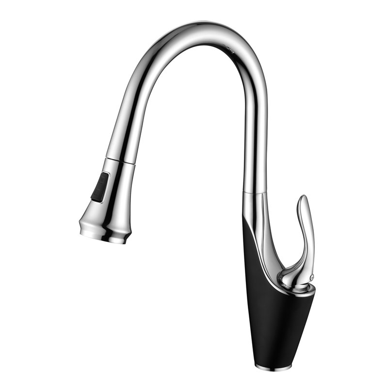 Robinet d'évier de cuisine à poignée simple sans plomb en acier inoxydable Summit, Noir mat / Chrome