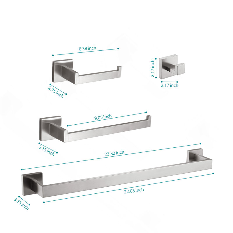 4 - Piece Bathroom Hardware Set, Brushed Nickel